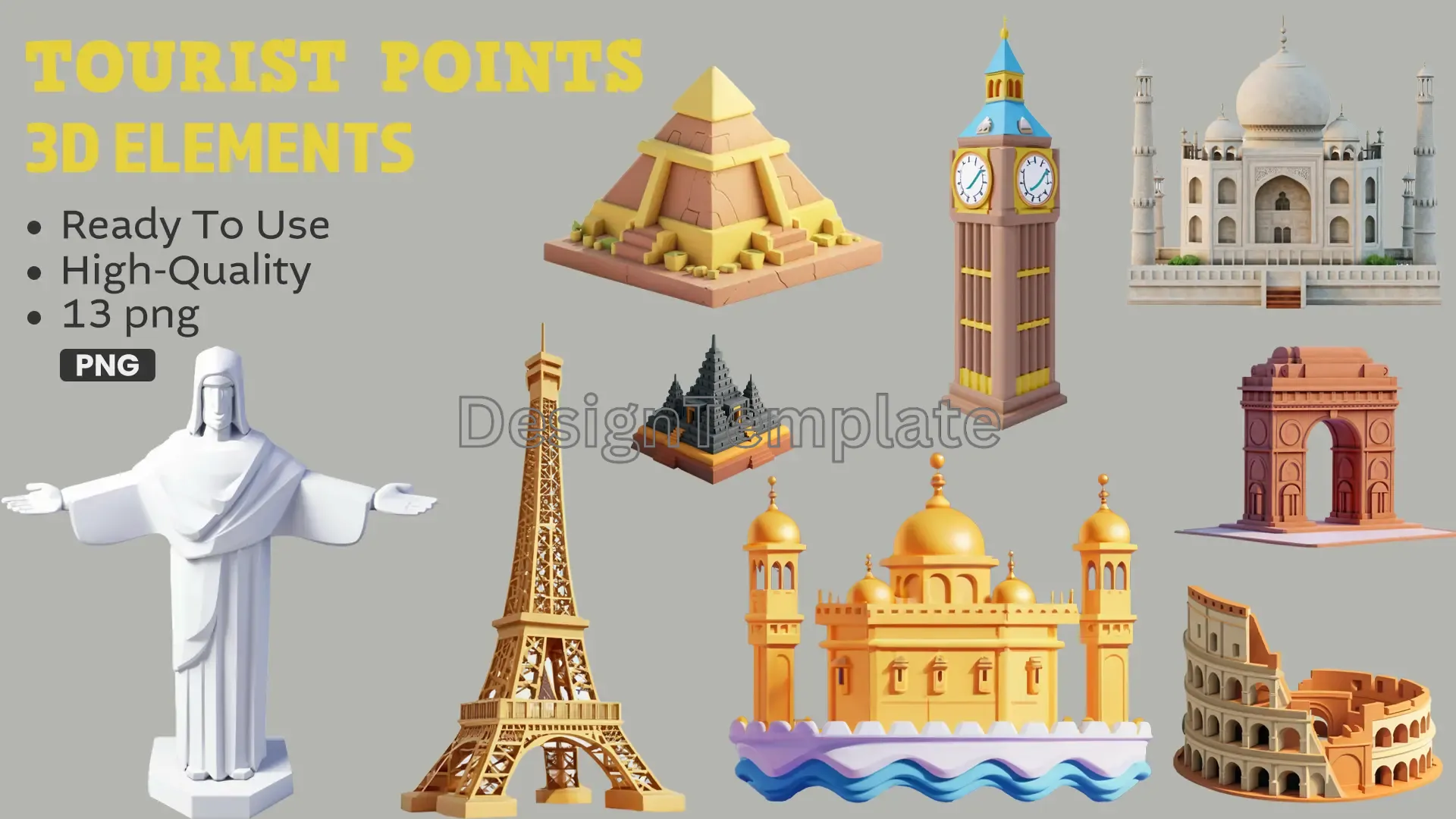 Global Tourist Places 3D Icon Pack